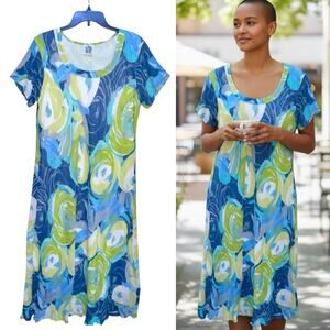 Parsley & Sage Midi Dress Crinkle Scoop Neck